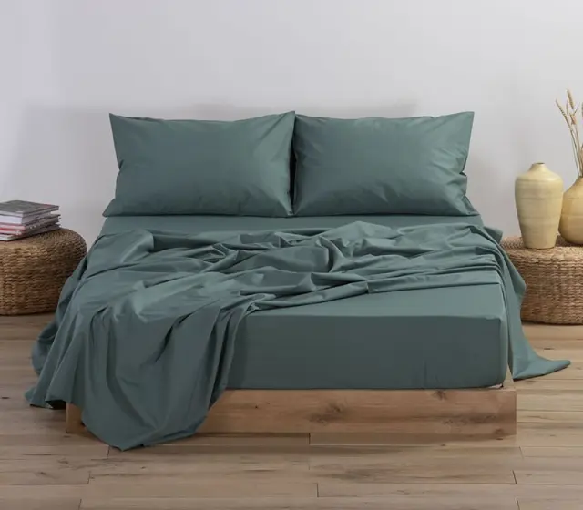 Nef-Nef Homeware Σεντόνι Μεμονωμένο Διπλό Με Λάστιχο Basic 140x200+30 1172-Green
