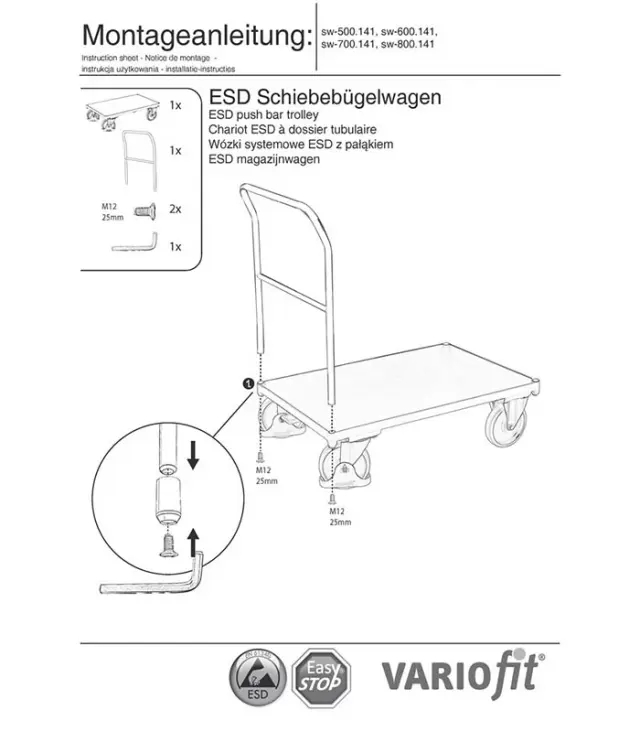 Variofit sw-800.141 Τρόλεϊ Μεταφοράς για Φορτίο Βάρους ως 500kg 2