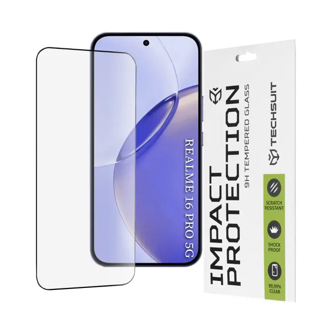 Techsuit - 111D Full Cover / Full Glue Glass - Realme 16 Pro - Black
