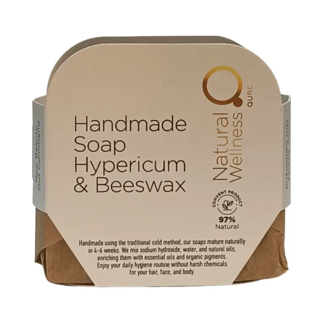 Handmade Soap Hypericum & Beeswax 90-110g by Natural Wellness - Χειροποίητο Σαπούνι με Σπαθόχορτο και Μελισσοκέρι 97% Φυσικά Συστατικά