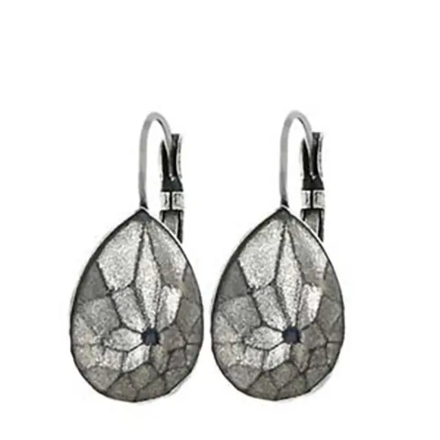Σκουλαρίκι με Καστόνι για Swarovski 4320 Teardrop 14x10 - Antique Silver - 2τεμ