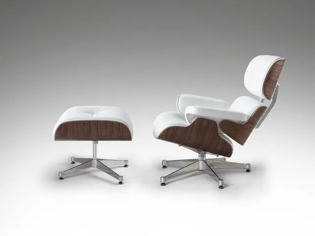 Eames 448394 σετ πολυθρόνα σκαμπό άσπρο/ξύλο Άσπρο Ξύλο 3