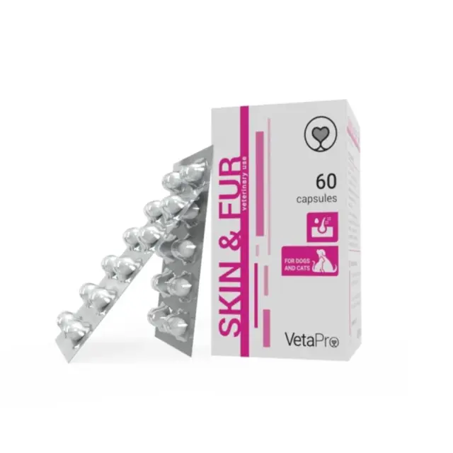 VetaPro Skin & Fur Συμπλήρωμα για Δέρμα & Τρίχωμα για Σκύλους & Γάτες 60 Κάψουλες