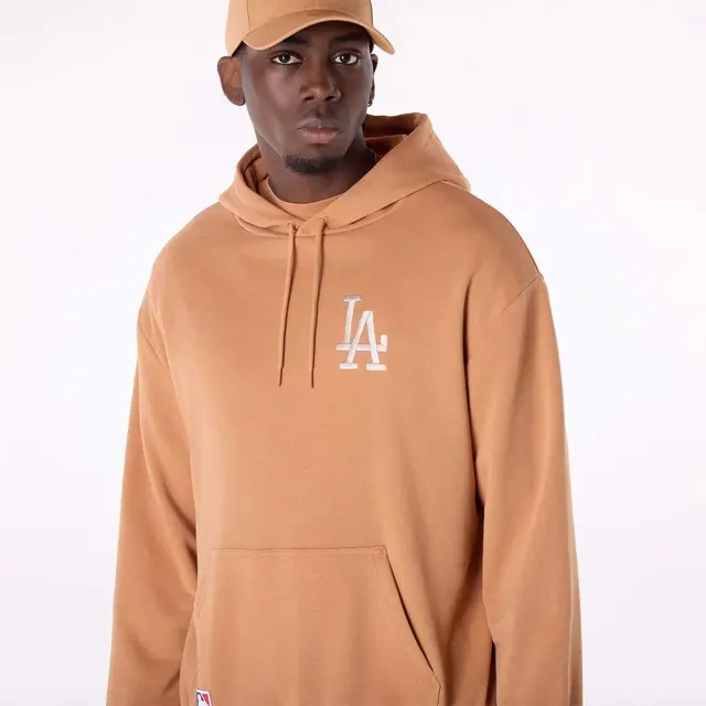 New Era Men's MLB League Essentials Oversized Los Angeles Dodgers Hoodie Καφέ 60596173 (New Era) 3