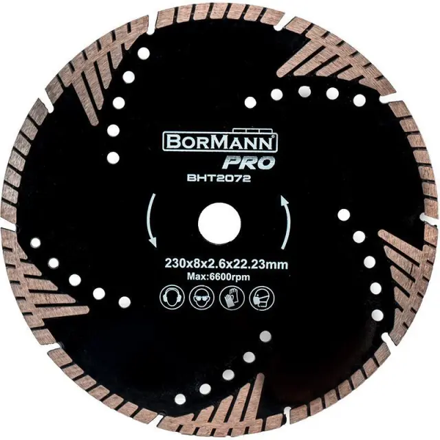 Bormann Pro BHT2072 – Διαμαντόδισκος TRIANGLE TURBO Φ230x2.6x22.2mm 8mm (043966)