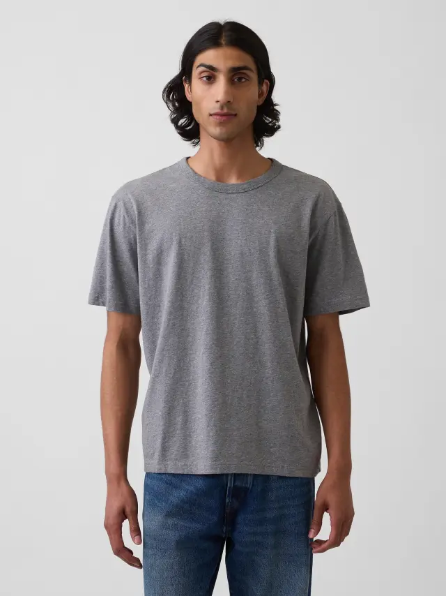 Γκρι Original Μπλούζα από 100% Οργανικό Βαμβάκι Heather grey