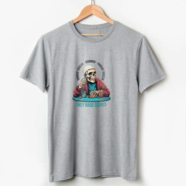 T-shirt Noshame® Signature Γκρί με Τύπωμα Only hard drinks - 122367 - XXL 2