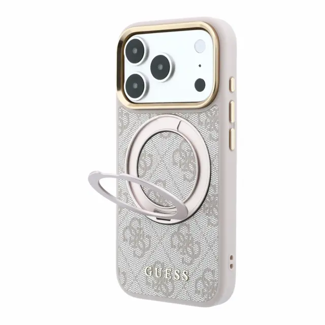 Guess PU 4G Ring Stand MagSafe Case for iPhone 18 Pro Max Pink 2