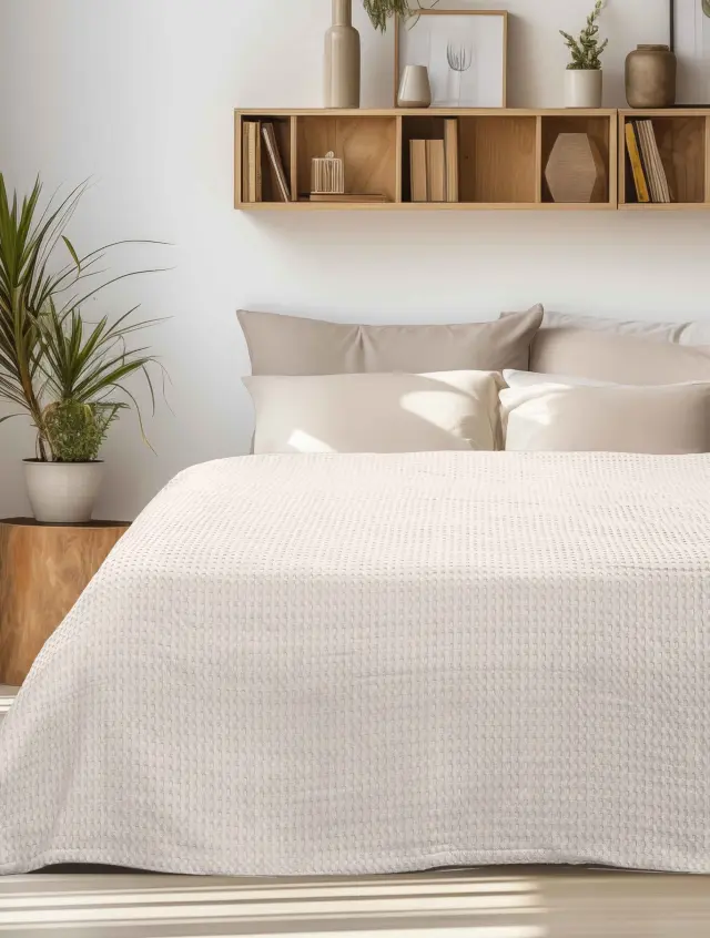Κουβέρτα Πικέ PIKONA BEIGE MADI 170 x 240 εκ.