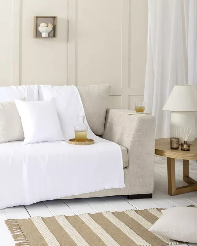 Ριχτάρι Πολυθρόνας 180x180 Nima Iris White 80% Βαμβάκι-20% Πολυέστερ