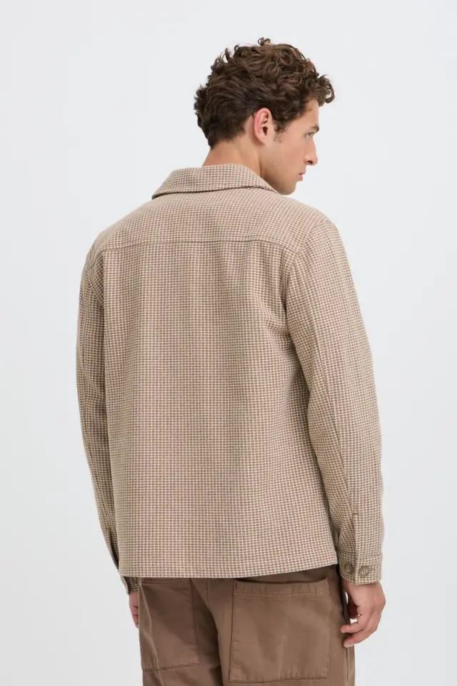 Casual Friday Ανδρικό BENJAMIN Καρό Μεταβατικό Μπουφάν – Sepia - XL 2