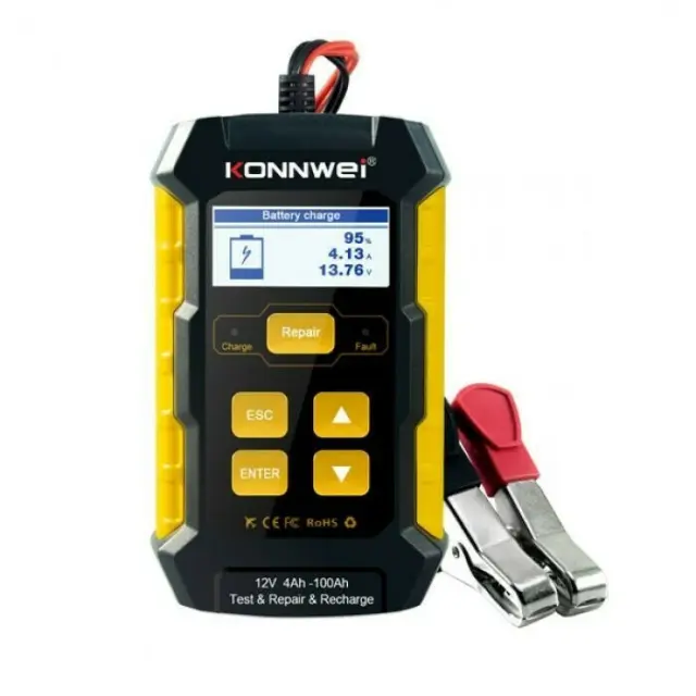 Konnwei KW510 Ψηφιακό Battery Tester & Φορτιστής με Κροκοδειλάκια 12V