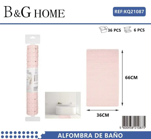 Αντιολισθητικό πατάκι μπάνιου - M0826 - 36x66cm - Light Pink - 21087 2