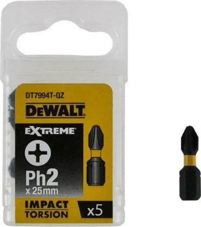 Pack of 5 Ph2 x 25mm Impact Torsion Driver Bits DT7994T-QZ DeWALT