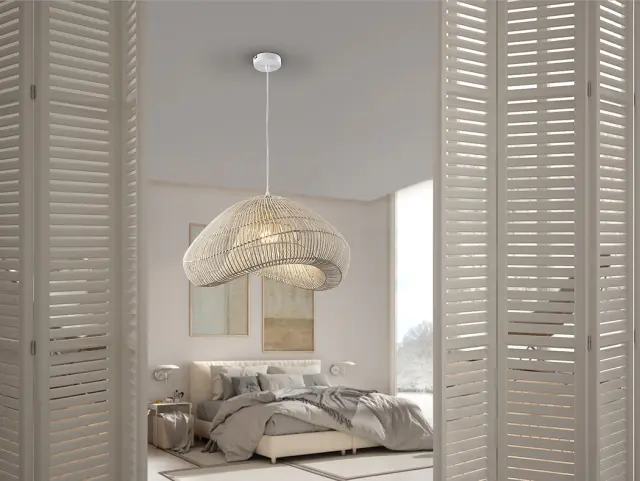 SABAH 567592 LAMP WHITE RATTAN φωτιστικό κρεμαστό Άσπρο