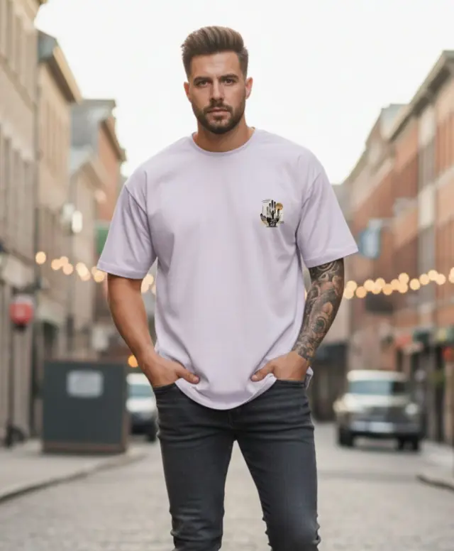 T-shirt Noshame® Oversized Lilac με τύπωμα Cactus - 142674 - XXL 2