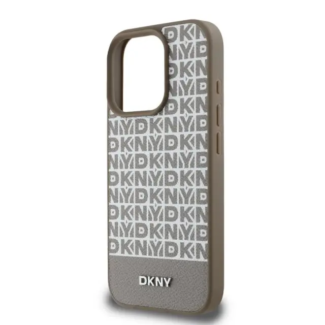 DKNY® Repeat Pattern Back Cover Δερματίνης για iPhone 16 Pro- Καφέ 2