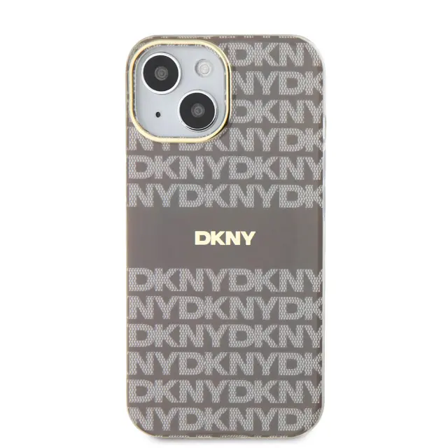 DKNY PC/TPU Repeat Pattern Tonal Stripe Magsafe Case for iPhone 14 Beige 2
