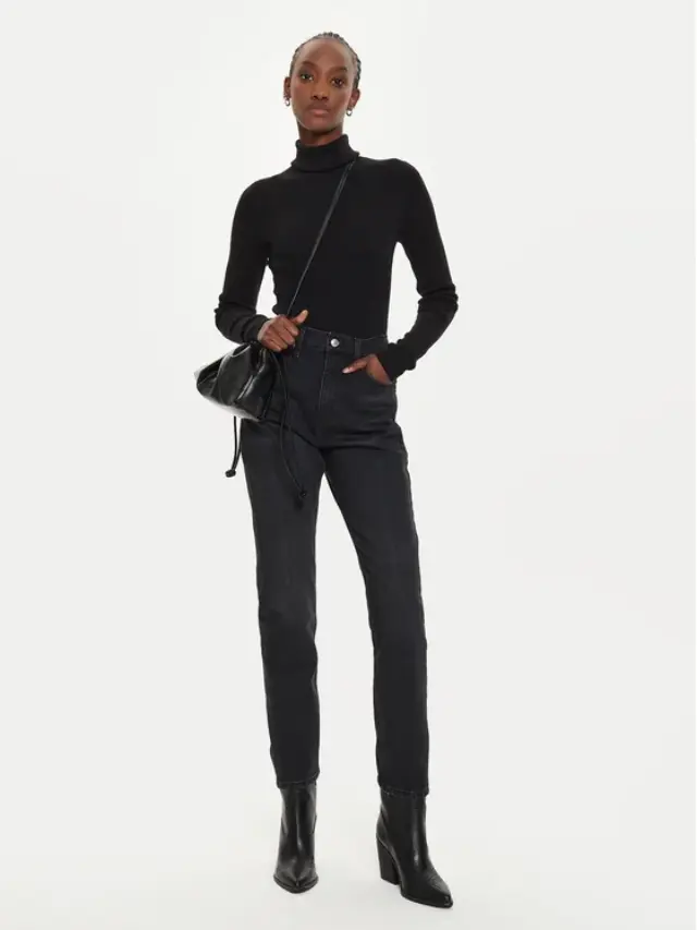 Calvin Klein Jeans - Γυναικείο Ζιβάγκο Label Roll Neck Regular Fit J20J224225-BEH Μαύρο 2