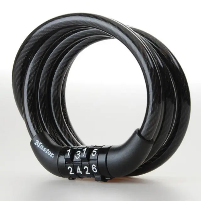 Master Lock 8143EURDPRO - Λουκέτο με συρματόσχοινο ποδηλάτου μαύρο με συνδυασμό 1.2m Φ8mm