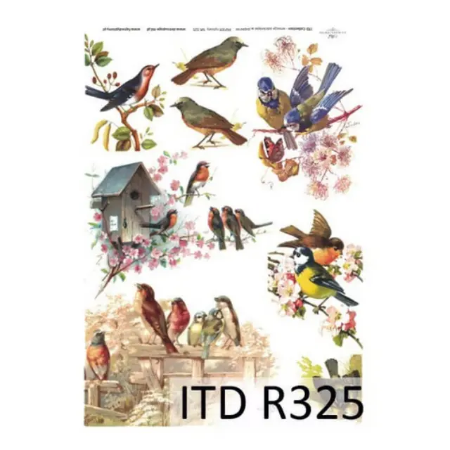 Ριζόχαρτο ITD, 21x29cm, Πουλάκια και αμυγδαλιές, R325
