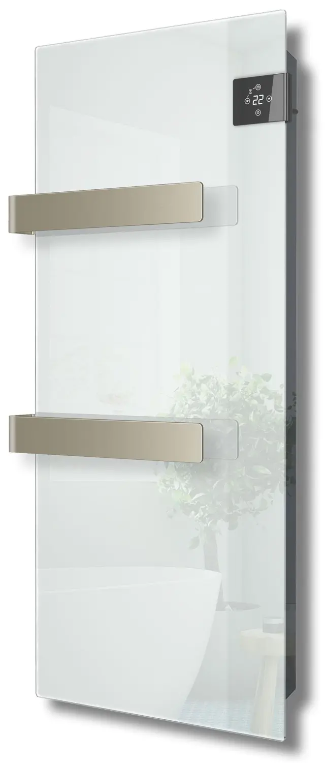 Radialight Silk 750 Watt Λευκή - Ψηφιακή Πετσετοκρεμάστρα Μπάνιου με Γυάλινη Πρόσοψη 2