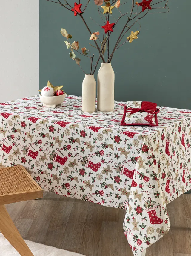 Τραπεζομάντηλο 140x220 Xmas Palamaiki CC102 Multicolor 100% βαμβακερό