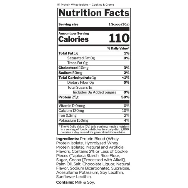 Rule1 R1 Protein Whey Isolate cookies-cream, 3-lbs 2