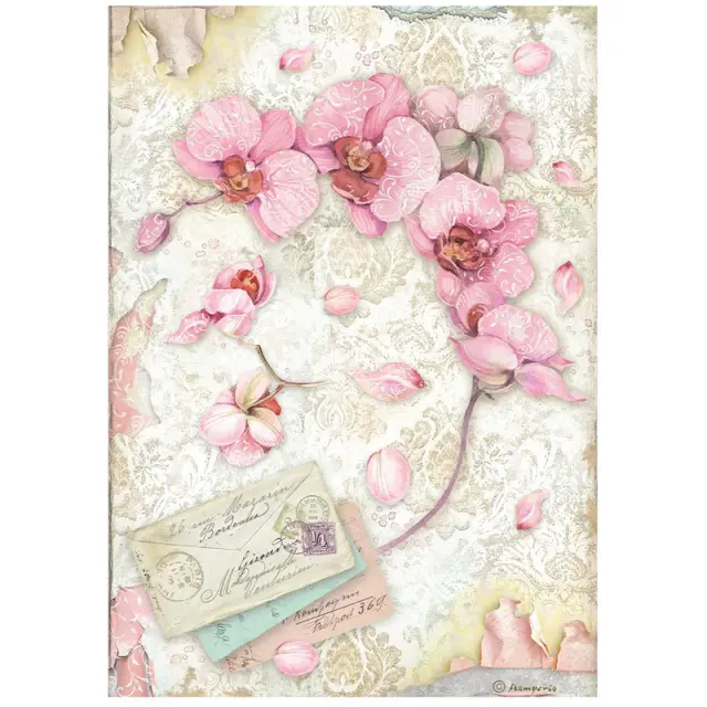 Ριζόχαρτο ντεκουπάζ Stamperia 21x29cm A4, Orchids and Cats, Pink orchidea