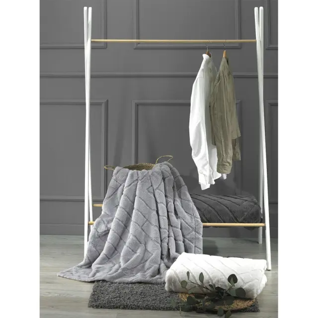 Σετ Γούνινη Κουβέρτα Υπέρδιπλη Morven Kaplan K08 Γκρι 230x250