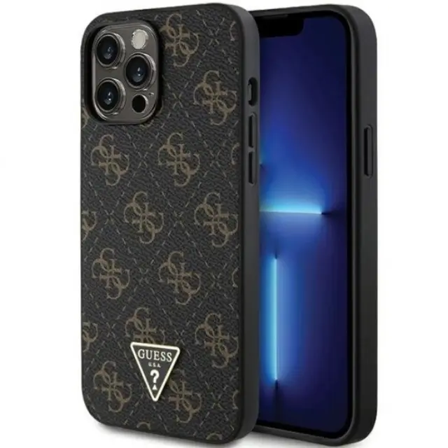 Guess 4G Triangle Metal Logo case for iPhone 14 Pro - Black