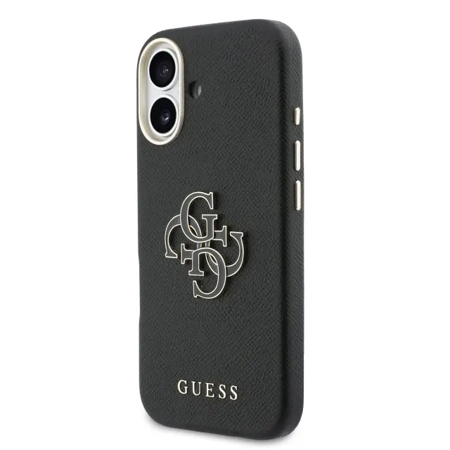 Guess PU Grained 4G Resin Metal Logo Case for iPhone 17 Black 2