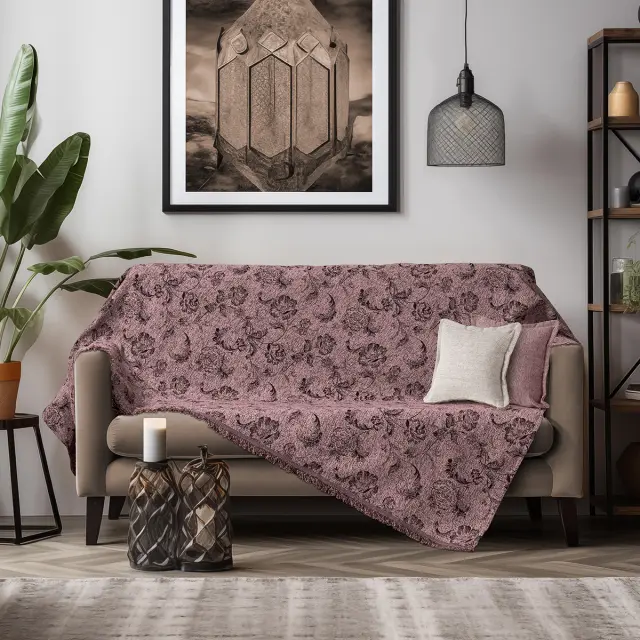 Ριχτάρια Σετ 2 Τεμ 180x250-180x300 Beauty Home Art 8628 Σάπιο Μήλο 100% Chenille