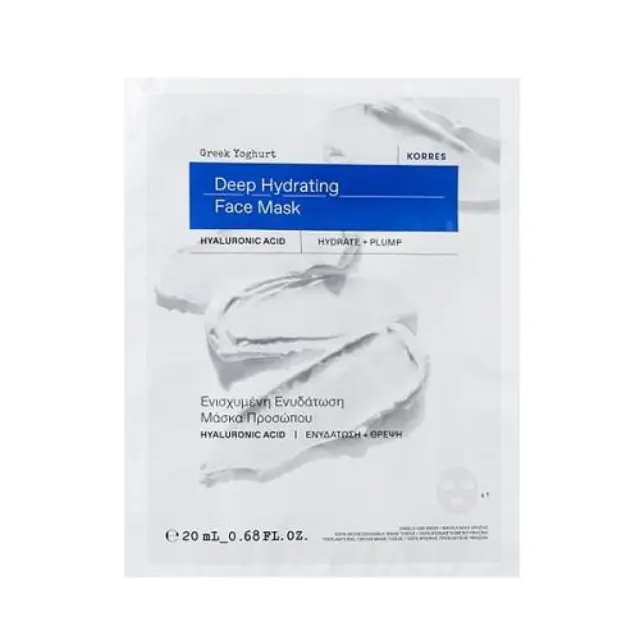 KORRES Greek Yoghurt Deep Hydrating Face Mask Hyaluronic Acid Μάσκα Προσώπου για Ενισχυμένη Ενυδάτωση με Ελληνικό Γιαούρτι, 20ml
