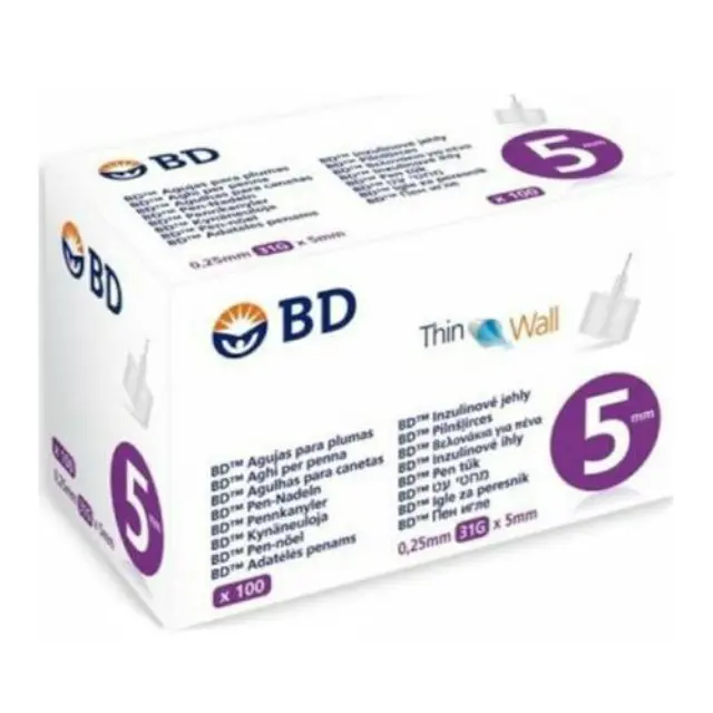 BD | Thin Wall | Βελονάκια για Πένα Ινσουλίνης 0.25mm 31G x 5mm | 100 τεμ