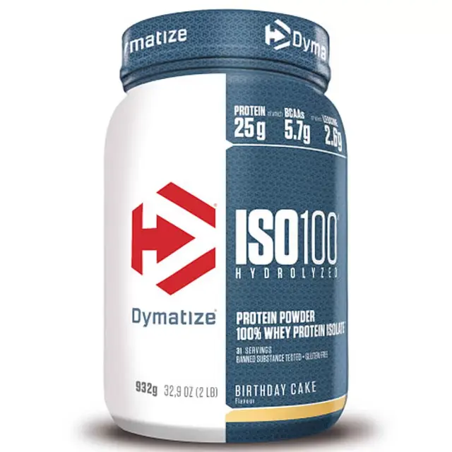 Dymatize ISO 100 Hydrolyzed Πρωτεΐνη Ορού Γάλακτος Χωρίς Γλουτένη με Γεύση Birthday Cake 932gr