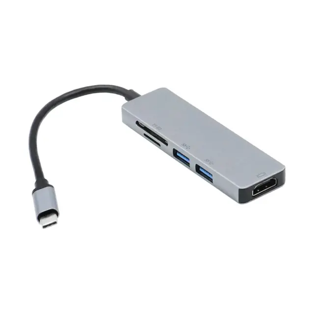 Μετατροπέας 5 σε 1 Type-C σε HDMI με 2 Θύρες USB-A OTG και Αναγνώστη Καρτών TF/SD TC-18 Ασημί