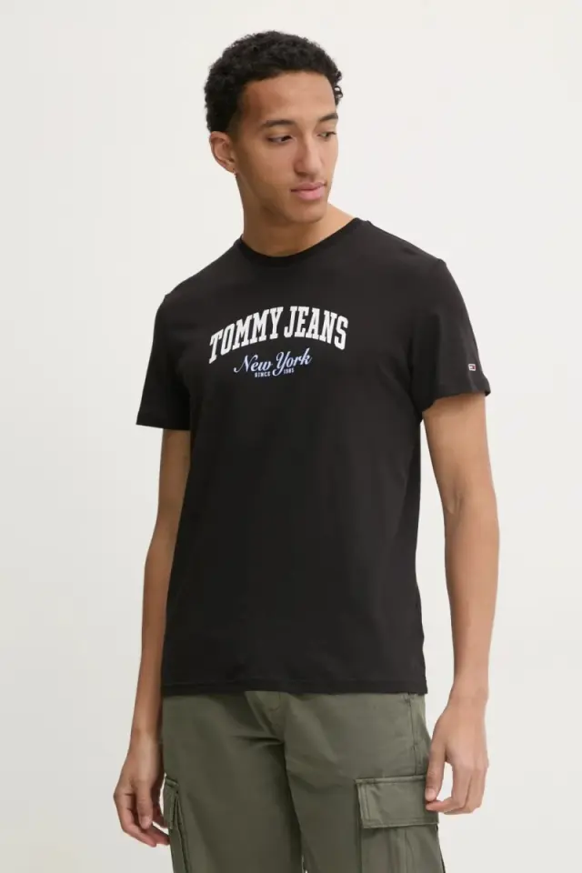 Tommy Hilfiger - Ανδρικό T-shirt με Λογότυπο DM0DM20362-BDS Μαύρο - XL