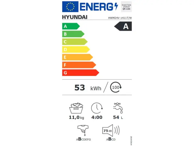 Πλυντήριο Ρούχων Hyundai 11 Κιλών HWM24V-1411T/W Inverter με λειτουργία Twin Jet, 1200rpm και ενεργειακή κλάση Α HWM24V-1411T/W 2
