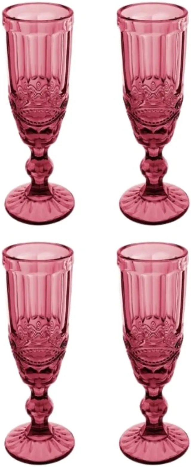 Casa Domani Gabriella Pink Ποτήρια Σαμπάνιας Flute 165ml 4τμχ - Ροζ