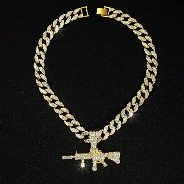Ghetto Hip Hop Long Gun Shape Pendant Necklace 2