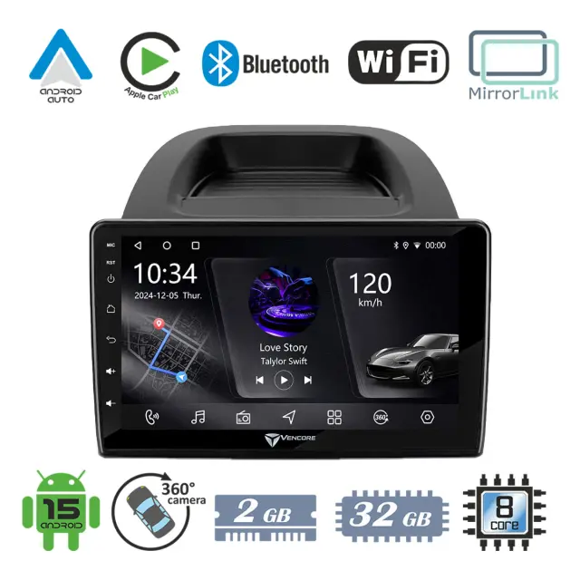 VenCore Οθόνη Multimedia Android 15 10.1" PX5S Octa-Core 2GB/32GB IPS με Πρόσοψη, CarPlay, Android Auto και Υποστήριξη Κάμερας 360° για Ford Ecosport 2018-2020 – Μαύρη (3236-10006-0279B)