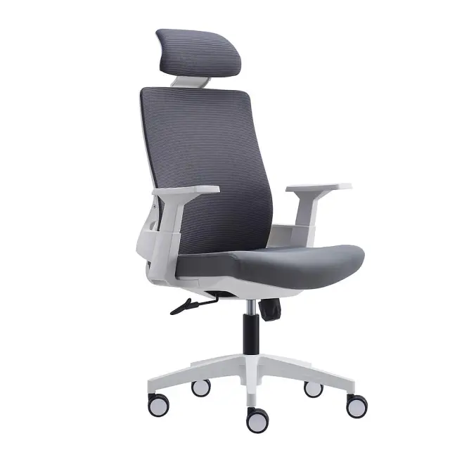 Πολυθρόνα Γραφείου BF8900 Λευκό/Γκρι Ύφασμα/Mesh 64x66x116/128cm