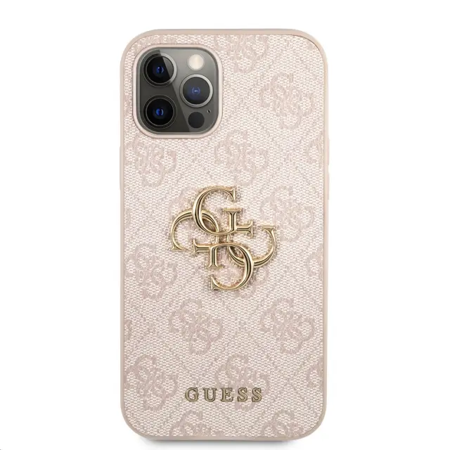 Guess PU 4G Metal Logo Case for iPhone 12/12 Pro Pink 2