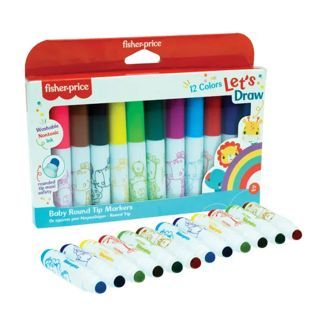 Σετ μαρκαδόρων 12τμχ πλενόμενοι Fisher-Price