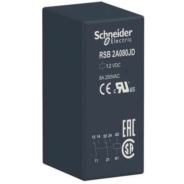 Harmony, Interface plug-in relay, 8 A, 2 CO, 12 V DC