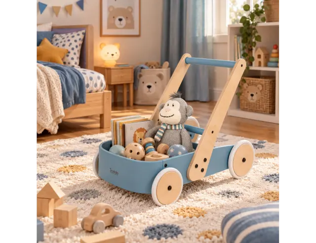 Ξύλινη Περπατούρα Fiete Pinolino με διαστάσεις 61x36x48cm - Ηλικίες 1 έτους και άνω - Blue 1003468