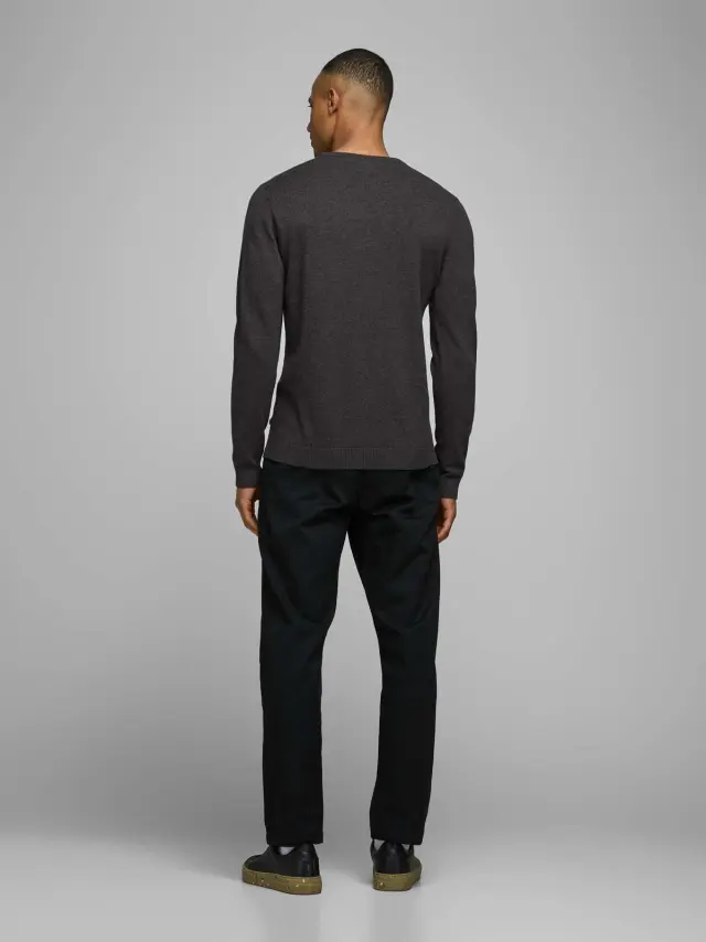 JJEBASIC KNIT CREW NECK NOOS Dark Grey Melange 2