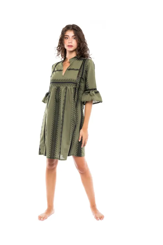 B240 - Black - BEACHWEAR GREEN & BLACK EMBROIDERY 2