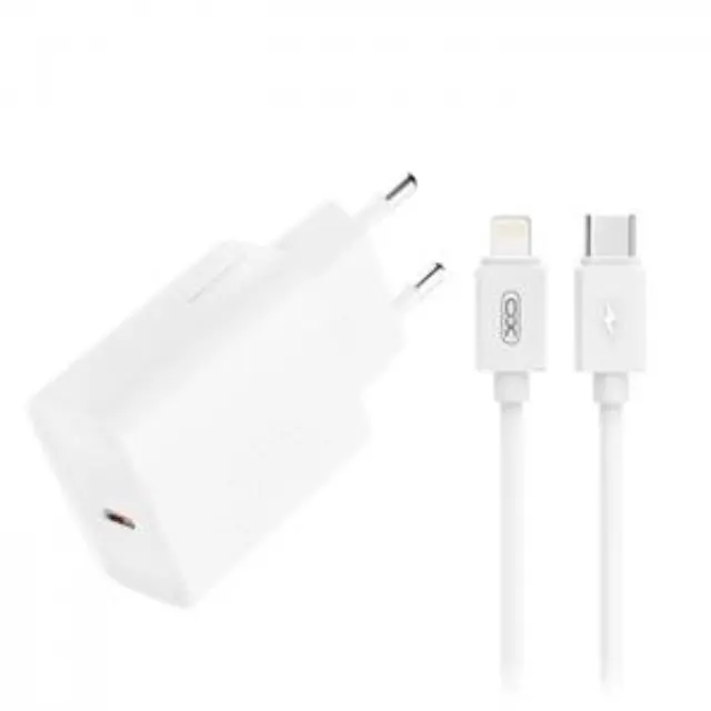 Universal φορτιστής USB-C, 20W και αποσπώμενο καλώδιο USB-type C αρσ. - Lightning σε λευκό χρώμα 2
